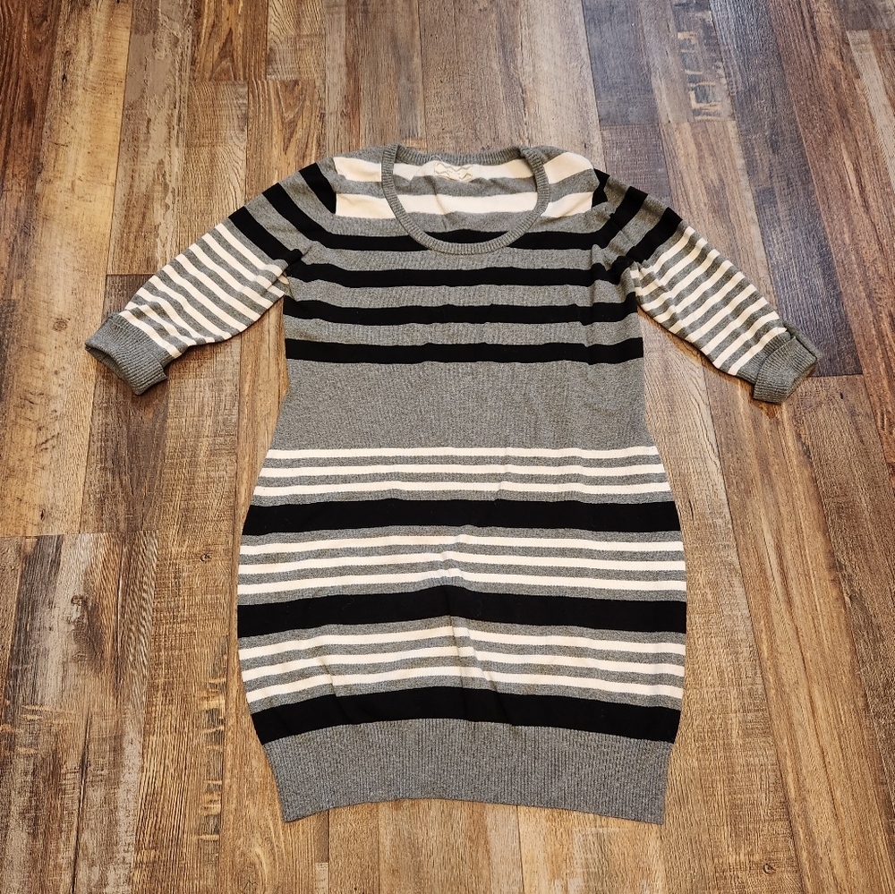 Pink Rose Striped Sweater Dress